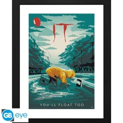 Clearance IT Poster Enmarcado tu también flotarás 30x40cm Pennywise It Y Stephen King