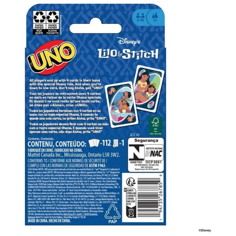 Hot Juego de Cartas UNO Lilo & Stitch para 2-10 jugadores Niños Disney Para Niños|Disney Para Niñas