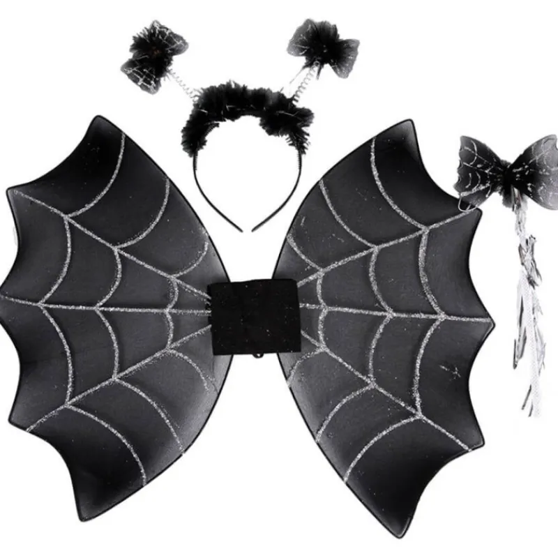Disfrazzes Accesorios Halloween Y Terror ^Kit de Araña Infantil: Tiara, Varita y Alas de 47x39 cm