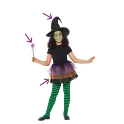 Online Kit de Bruja Hermosa para niña: Tutú, Sombrero y Varita Prendas Accesorias Para Disfraces|Accesorios Halloween Y Terror