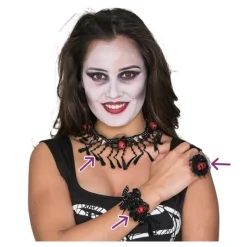 Disfrazzes Complementos Para Disfraces|Accesorios Halloween Y Terror ^Kit de Esqueleto: Collar, Pulsera y Anillo