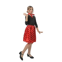 Kit de Vestuario Años 50 de Rasete para Niña: Pañuelo y Falda Disfraces Infantiles|Disfraces Cine