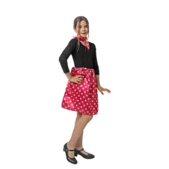 Kit de Vestuario Años 50 de Rasete para Niña: Pañuelo y Falda Disfraces Infantiles|Disfraces Cine
