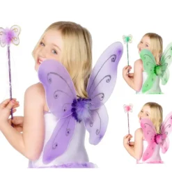 Disfrazzes Kit Complementos Disfraces|Disfraces Infantiles^Kit Hada Infantil en varios colores: Alas de mariposa y Varita Mágica