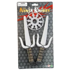 Disfrazzes Armas, Espadas Y Escudos Disfraces^Kit Ninja: 2 cuchillos y 2 estrellas