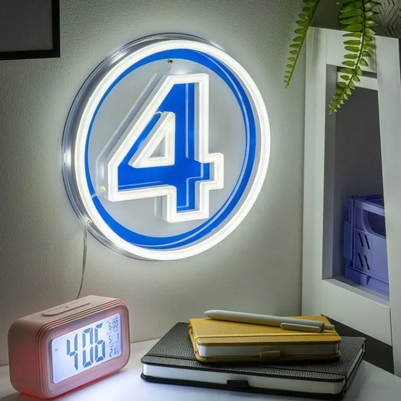 Paladone Products Superhéroes Marvel|Más Regalos De Marvel^Lámpara de Pared LED Logo Neón Marvel Fantastic Four