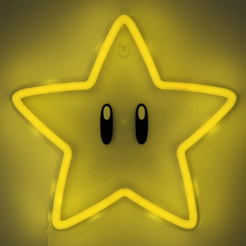 Paladone Products Descuentos Gaming|Más Regalos De Super Mario ^Lámpara de pared LED Super Mario Super Star Neon