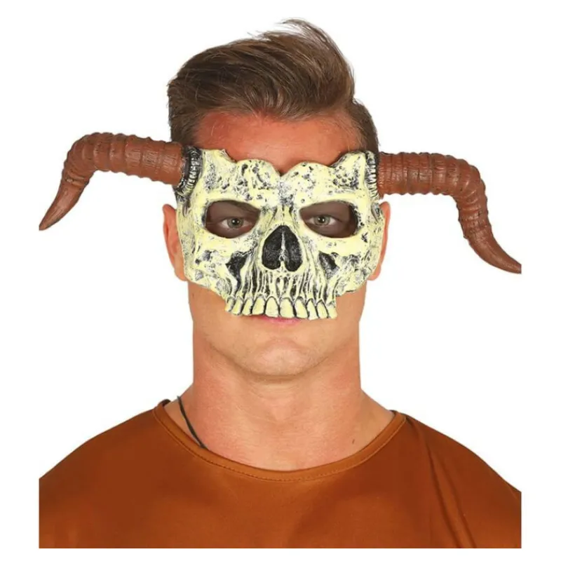 Disfrazzes Accesorios Halloween Y Terror ^Media Careta de Calavera con Cuernos