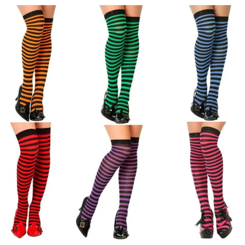 Best Medias a Rayas en varios colores Medias Y Calcetines Para Disfraces |Accesorios Halloween Y Terror