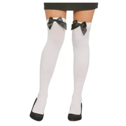 Discount Medias blancas con Lazo negro Medias Y Calcetines Para Disfraces |Accesorios Halloween Y Terror