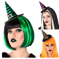 New Mini Sombrero de Bruja a Rayas en varios colores Sombreros Y Cascos Para Disfraces |Accesorios Halloween Y Terror
