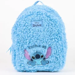 Mochila Casual de Borreguillo Stitch Azul 100% Poliéster Disney Para Niñas|Para El Cole