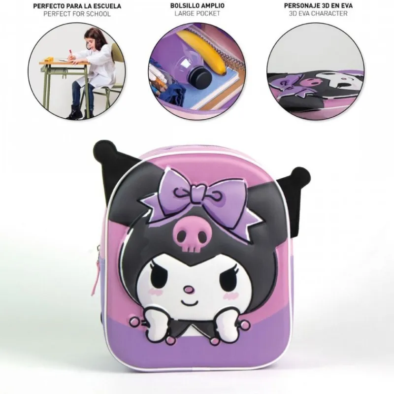 Cerdá Kids Para El Cole^Mochila Infantil 3D Hello Kitty Kuromi 67% Polyester/33% EVA