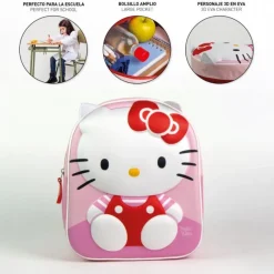 Cerdá Kids Para El Cole^Mochila Infantil 3D Hello Kitty Rosa en Poliester y EVA