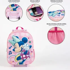 Outlet Mochila Infantil Trolley 3D Minnie Disney Para Niñas|Para El Cole