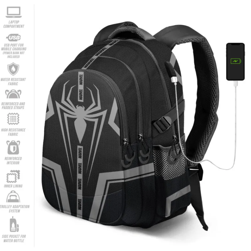 Hot Mochila Spiderman negra Superhéroes Marvel