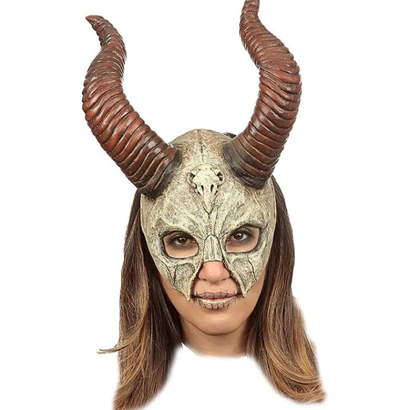 Ghoulish Máscaras Terror Y Carnaval ^Máscara Calavera Mítica Con Cuernos Talla Única