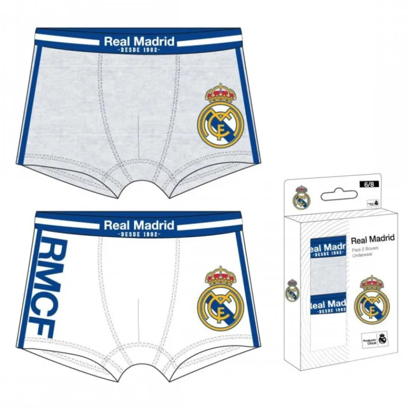 New Pack de 2 Boxers Real Madrid Niños 100% Algodón Niños Ropa Y Téxtil: Cosas Que Ponerse Para Niños