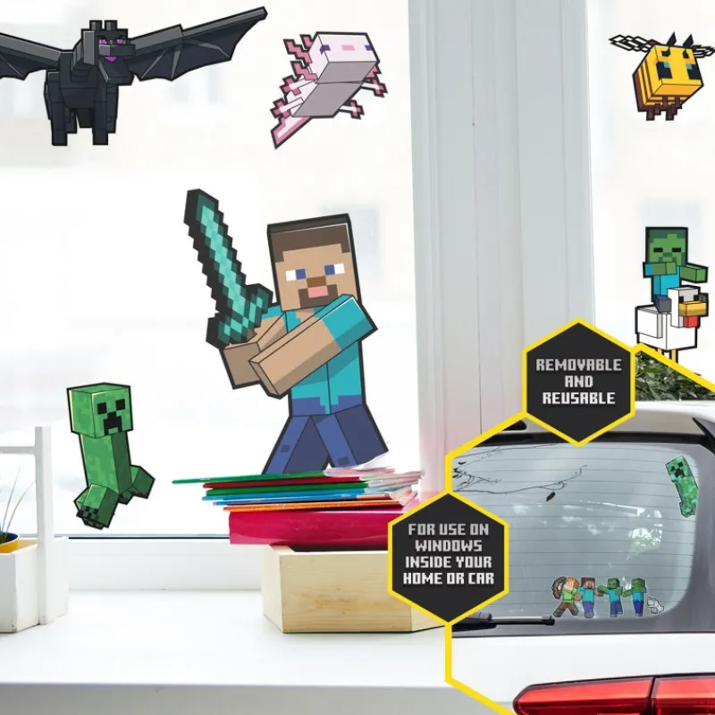Paladone Products Minecraft|Regalos Y Coleccionismo Para Gamers - Cosas De Videojuegos Míticos^Pack de Vinilos Para Cristal Minecraft