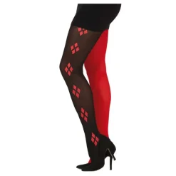 Pantys de Arlequina Roja y Negra Adulto Medias Y Calcetines Para Disfraces |Accesorios Halloween Y Terror