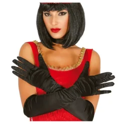 Disfrazzes Guantes Y Guateletes Para Disfraces|Accesorios Halloween Y Terror ^Par de guantes satinados negros 51 cm.
