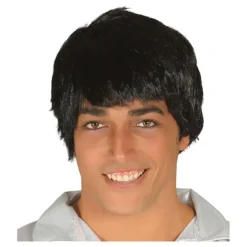 Hot Peluca de Hombre Negra con flequillo Hombre Pelucas, Barbas Y Bigotes Disfraces|Disfraces Hombre