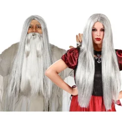 Sale Peluca larga de Bruja o Brujo gris para Halloween Pelucas, Barbas Y Bigotes Disfraces|Accesorios Halloween Y Terror