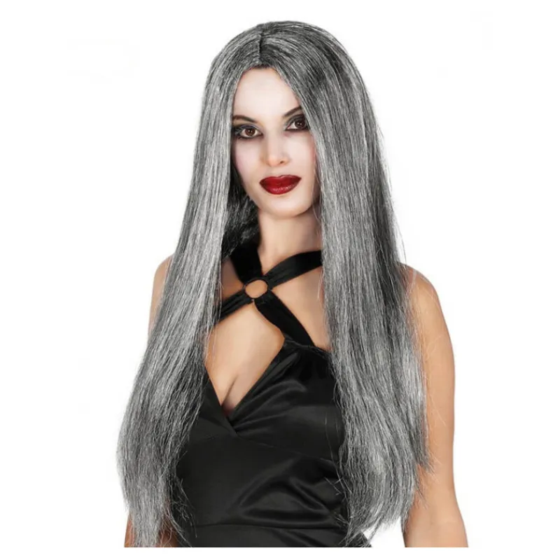 Disfrazzes Pelucas, Barbas Y Bigotes Disfraces|Accesorios Halloween Y Terror ^Peluca Larga y Lisa Gris