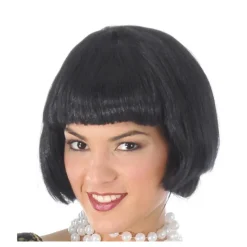 New Peluca media melena negra con flequillo Mujer Pelucas, Barbas Y Bigotes Disfraces|Disfraces Mujer