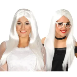 Disfrazzes Pelucas, Barbas Y Bigotes Disfraces|Accesorios Halloween Y Terror ^Peluca melena blanca larga para Halloween