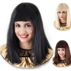 Disfrazzes Pelucas, Barbas Y Bigotes Disfraces|Accesorios Halloween Y Terror ^Peluca Melena Flequillo Cleopatra en varios colores