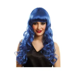 Disfrazzes Pelucas, Barbas Y Bigotes Disfraces^Peluca Melena Katy con rizos y flequillo azul