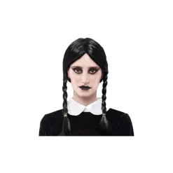 Otros Fabricantes Pelucas, Barbas Y Bigotes Disfraces|Accesorios Halloween Y Terror ^Peluca Negra con Trenzas Miércoles
