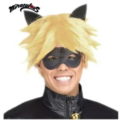 Hombre Disfrazzes Pelucas, Barbas Y Bigotes Disfraces|Disfraces Hombre^Peluca y Antifaz de Cat Noir en caja para hombre