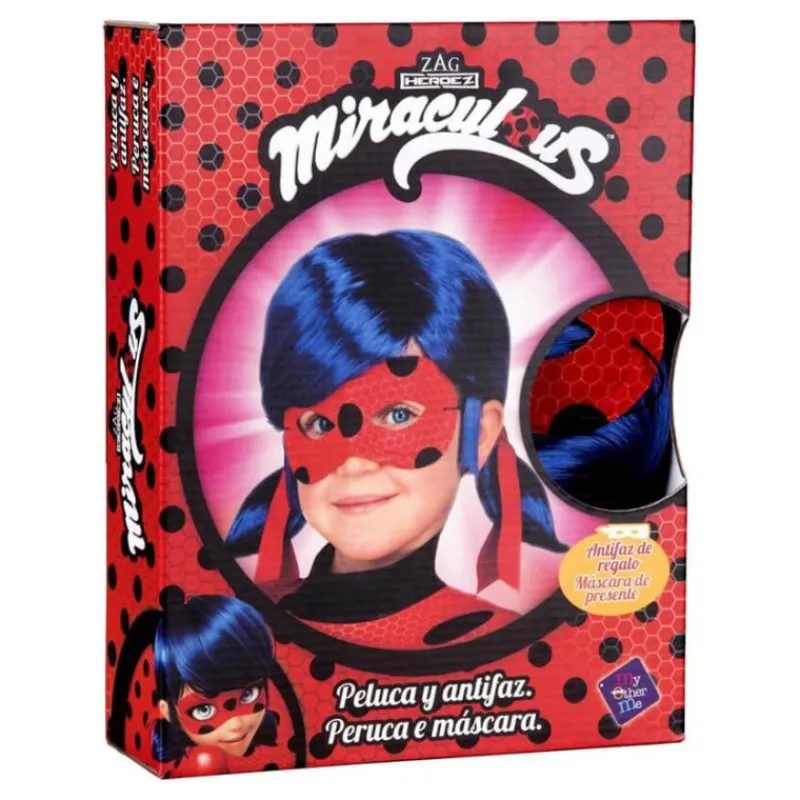 Disfrazzes Pelucas, Barbas Y Bigotes Disfraces^Peluca y Antifaz de Ladybug en caja para niña
