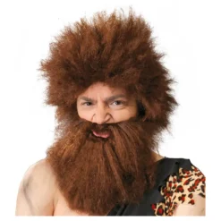 Disfrazzes Pelucas, Barbas Y Bigotes Disfraces^Peluca y barba marrón de Cavernícola o Troglodita