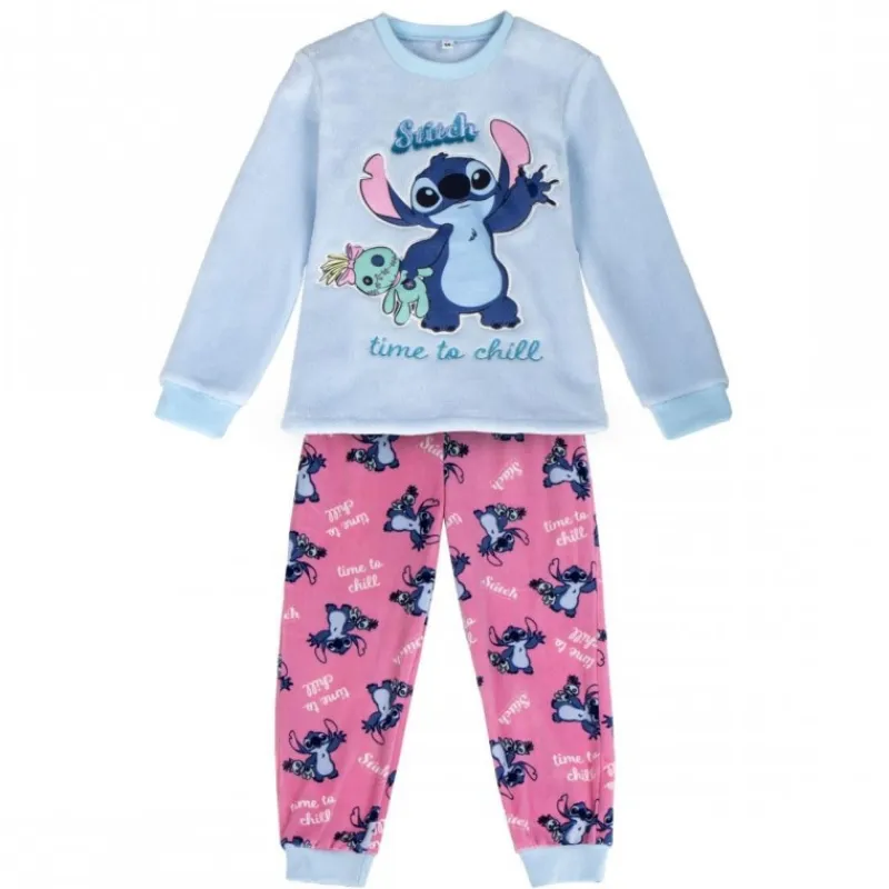 Cerdá Kids Ropa Stitch^Pijama Largo Coral Fleece Aplicaciones Stitch Niños