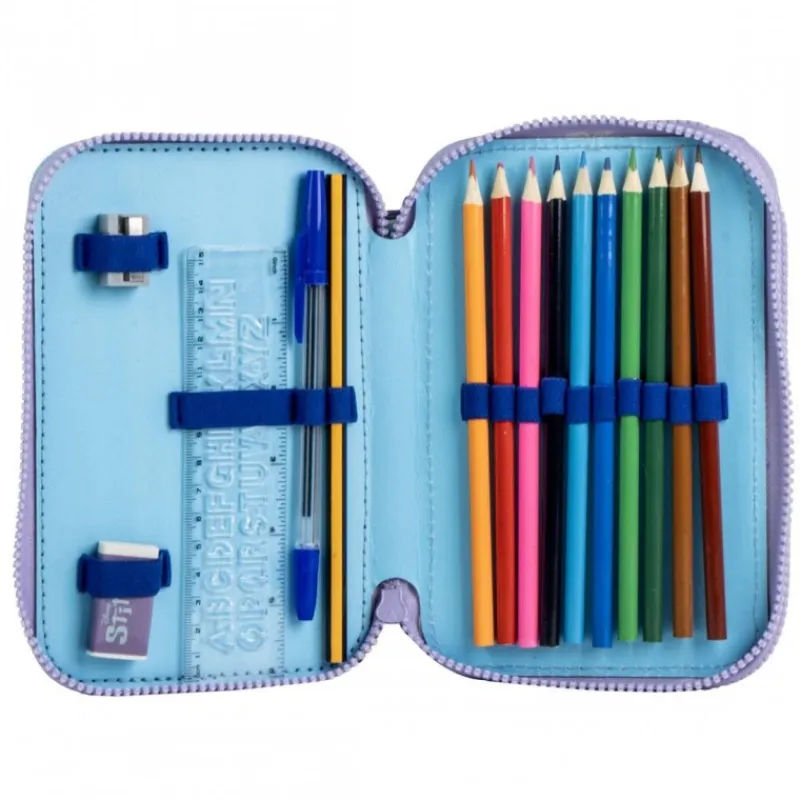 Cerdá Kids Para El Cole|Stitch Kids^Plumier con Accesorios de Stitch - Estuche Portatodo Infantil