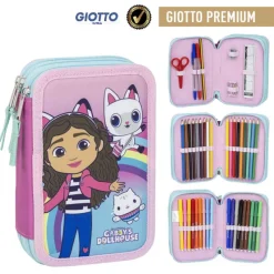 New PLUMIER CON ACCESORIOS GIOTTO GABBY´S DOLLHOUSE Para El Cole