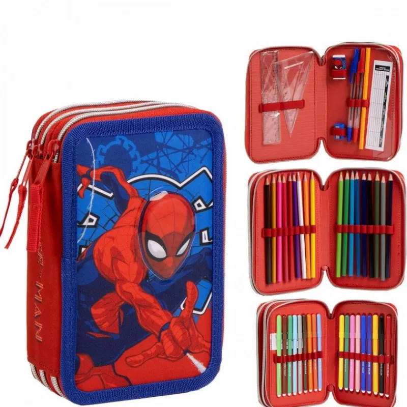 Online Plumier con Accesorios Giotto Spiderman 100% Polyester Azul Niños Marvel Y Dc Para Niños|Para El Cole