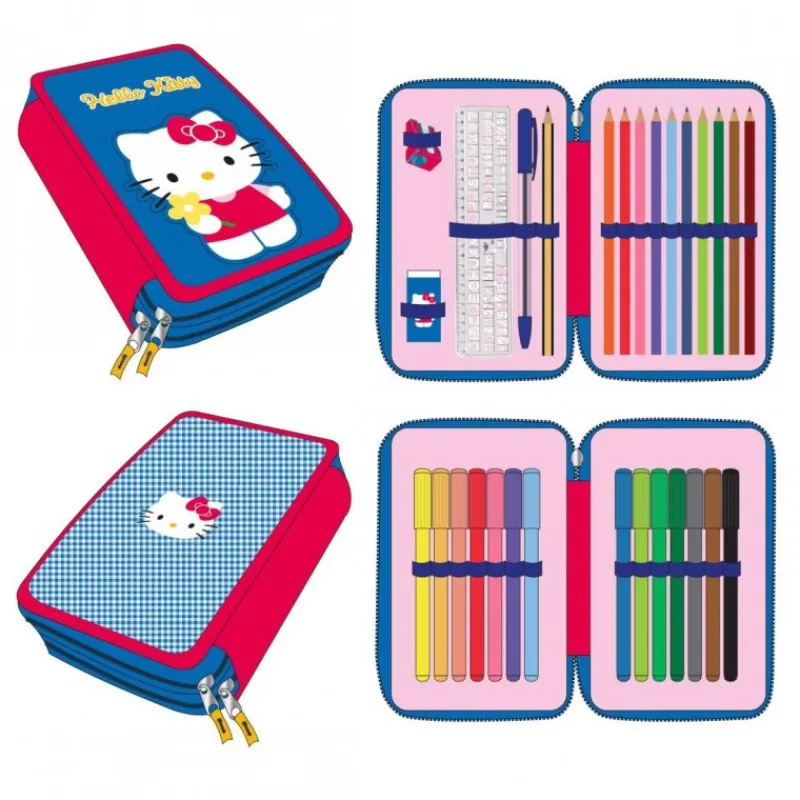 Outlet Plumier con Accesorios Hello Kitty Estuche Portatodos Para El Cole
