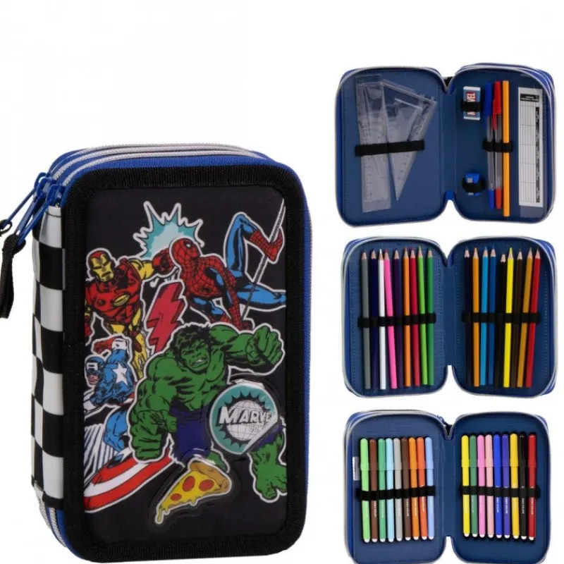 Clearance Plumier Giotto Avengers con Accesorios de Poliester Negro Niños Marvel Y Dc Para Niños|Para El Cole