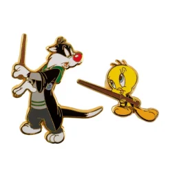 Sale Set 2 pins de Silvestre y Piolín en Hogwarts Slytherin