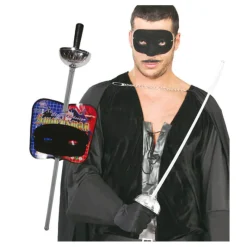 Disfrazzes Antifaces Y Gafas Para Disfraces^Set antifaz y florete plateado de heroe enmascarado