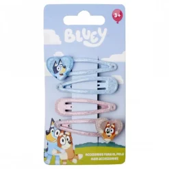 Cerdá Kids Accesorios Para El Pelo, Gafas De Sol Y Kits De Belleza Infantiles ^Set de 4 Clips para el Pelo de Bluey con Diseño Brillante