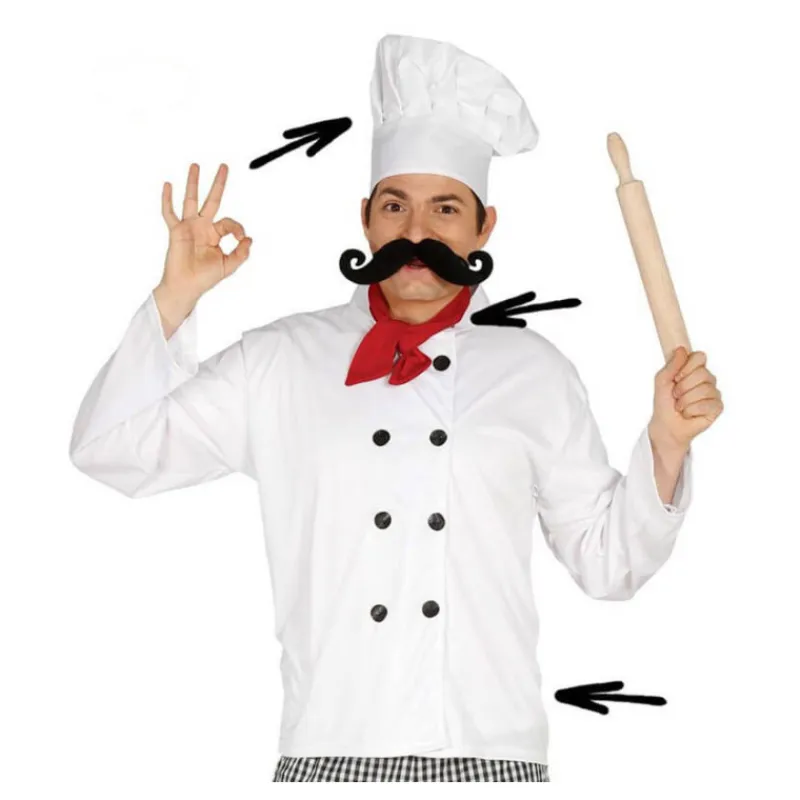 Disfrazzes Sombreros Y Cascos Para Disfraces ^Set de Cocinero: Gorro, pañuelo y chaqueta