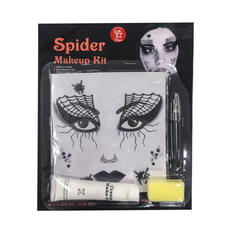 Disfrazzes Maquillaje Para Disfraces^Set de Maquillaje Tatuajes Brillantes Araña Bruja