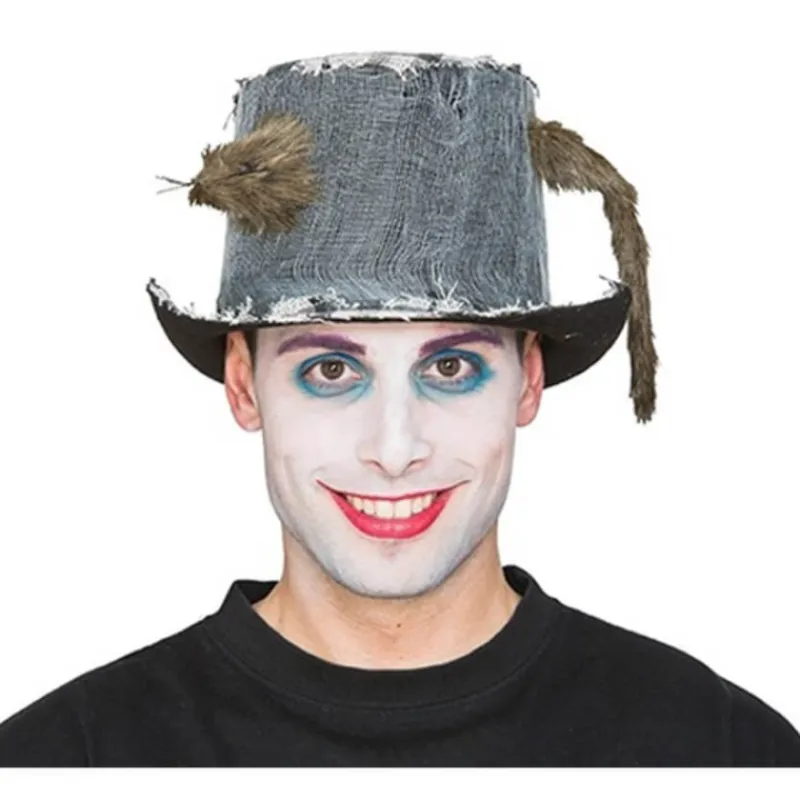 Disfrazzes Sombreros Y Cascos Para Disfraces |Accesorios Halloween Y Terror ^Sombrero Chistera con Rata