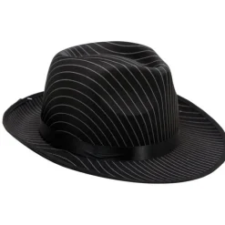 Sombrero de Gánster negro con rayas blancas Sombreros Y Cascos Para Disfraces |Accesorios Halloween Y Terror