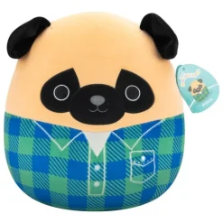 Jazwares Juguetes, Figuras Y Más Regalos Para Peques|Juegos, Peluches Y Chuches ^Squishmallows Peluche Pug Marrón Camisa Flannel Verde Azul 30 cm